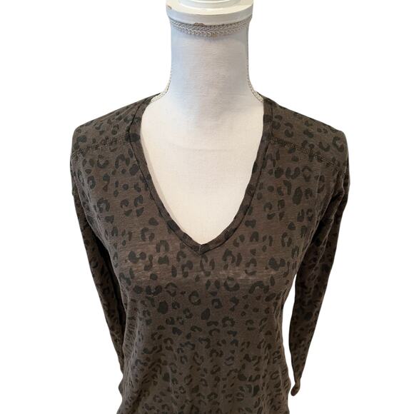 Rails Sami Tee Long Sleeve Top Olive Cheetah Animal Print S - Picture 3 of 8